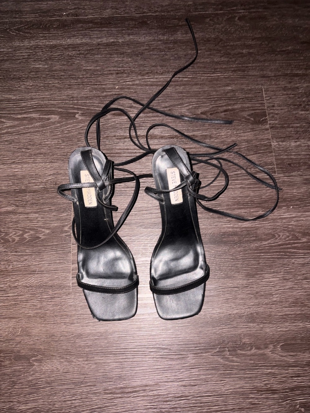 Steve Madden Black Lace-Up Square Toe Heels